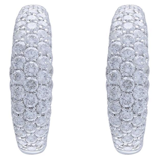 1.6 Carat Diamonds in 14K White Gold Hoops and Huggies Earrings For Sale