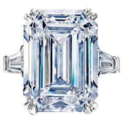 16 Carat Emerald Cut Diamond Engagement Ring IA Certified D VVS1