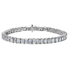 Bracelet tennis à une rangée de diamants taille émeraude de 16 carats certifiés