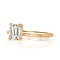 1.6 Carat Emerald Diamond Ring 14K White Gold Classic Charm