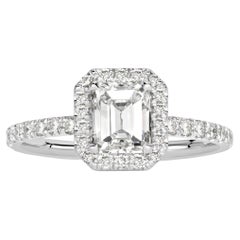 1.6 Carat Emerald Diamond Ring 14K White Gold Classic Charm Signature