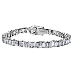 16 Carat Emerald Single Row Diamond Tennis Bracelet Certified