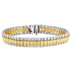16 Carat Fancy Yellow Diamond Tennis Two Tone 18k White gold Bracelet