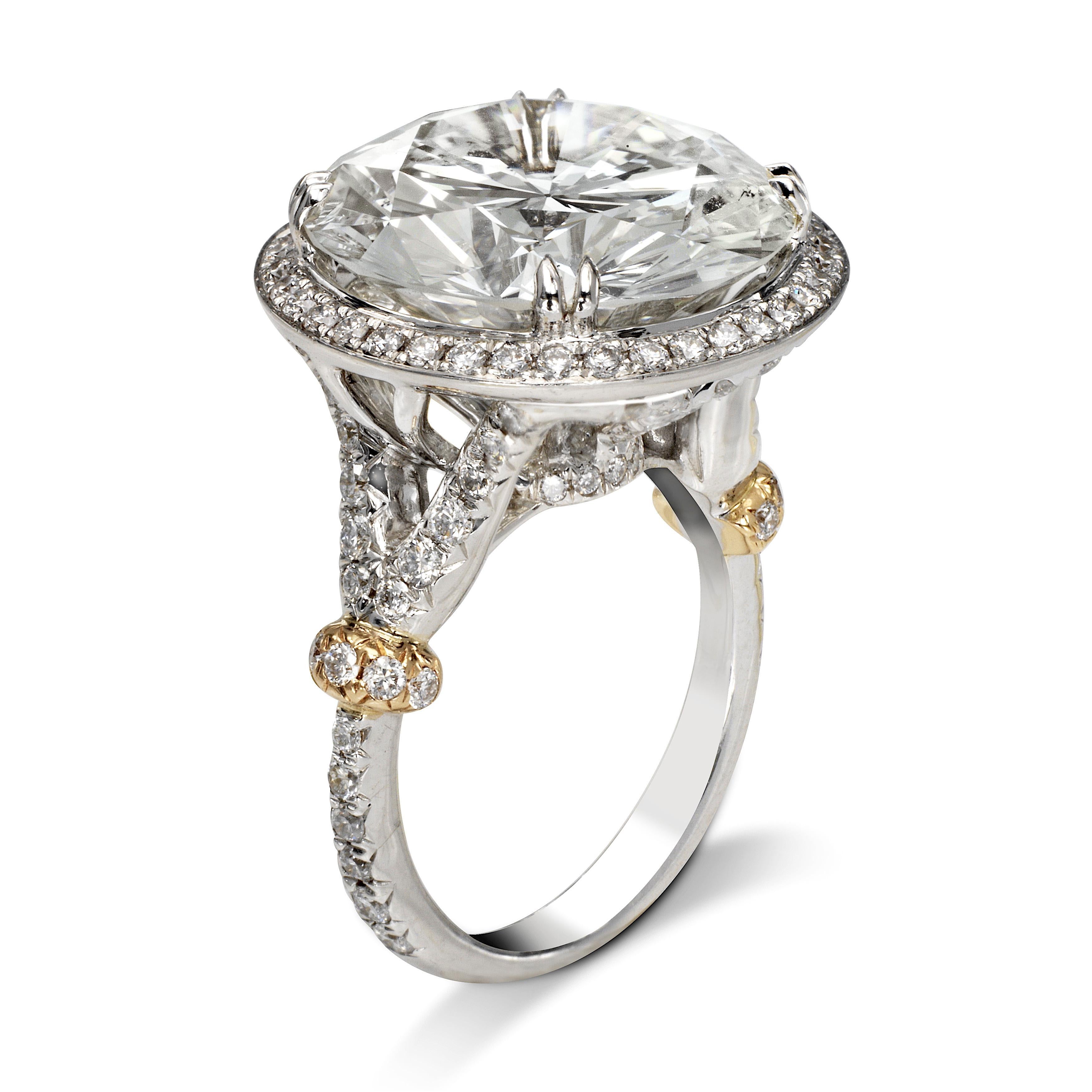 16 Karat Halo-Diamant-Verlobungsring GIA zertifiziert K SI1 (Rundschliff) im Angebot