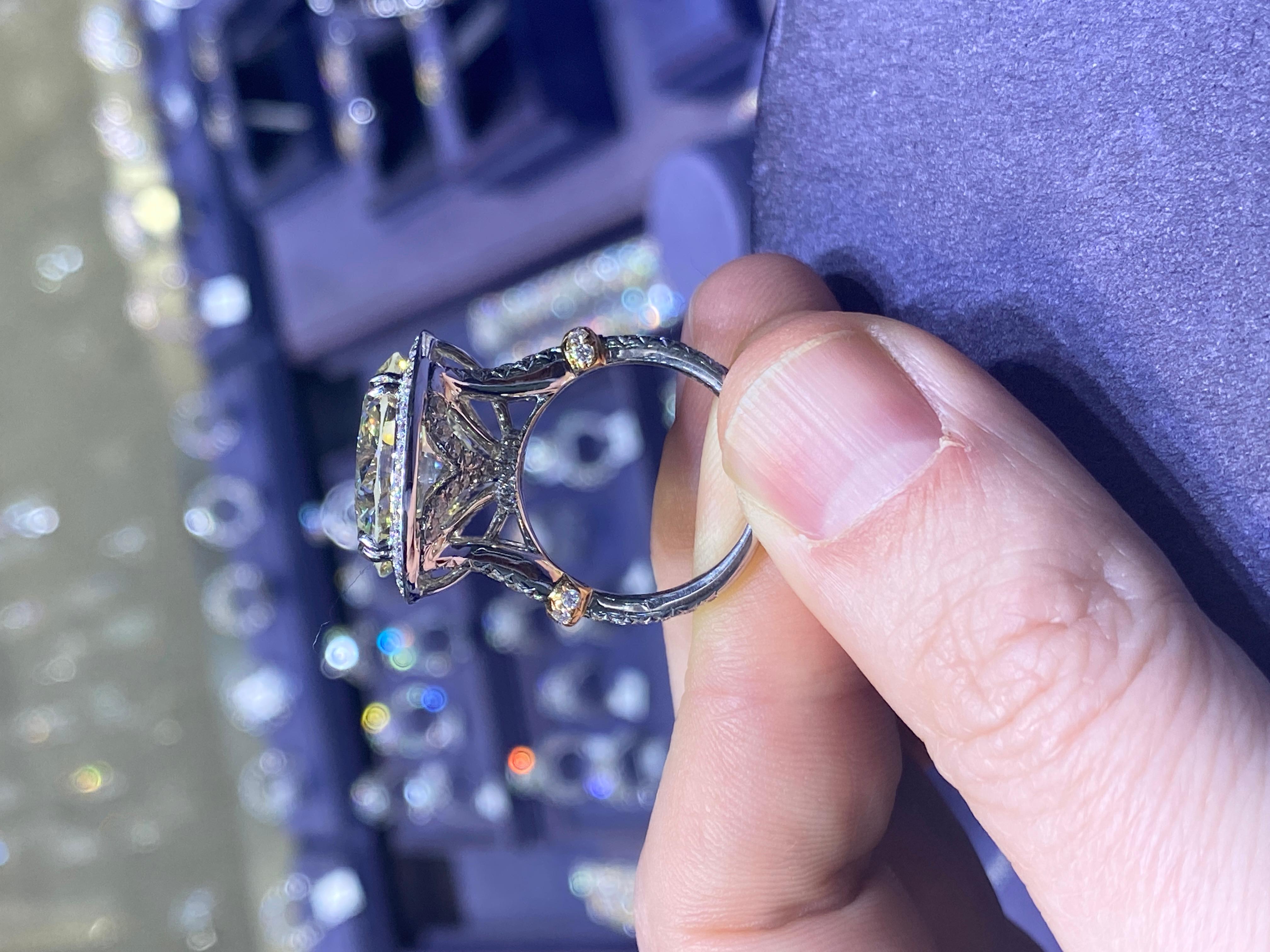 16 Carat Halo Diamond Engagement Ring GIA Certified K SI1 In New Condition For Sale In New York, NY