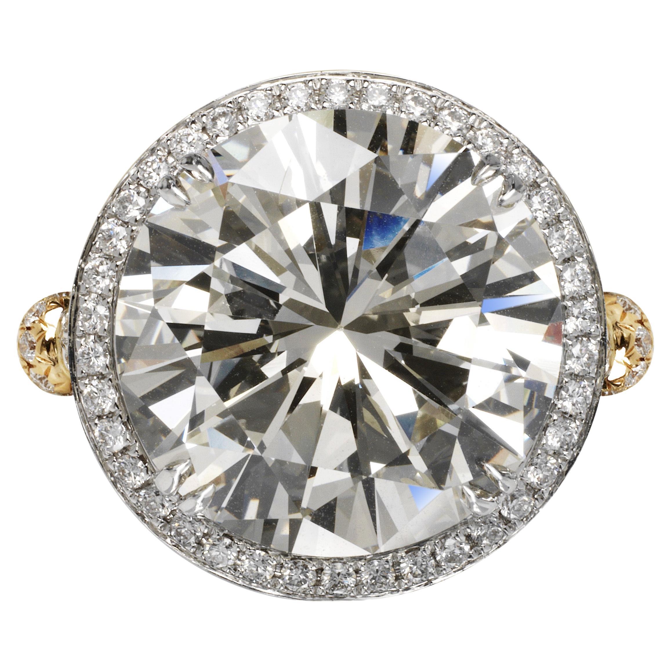 16 Karat Halo-Diamant-Verlobungsring GIA zertifiziert K SI1 im Angebot