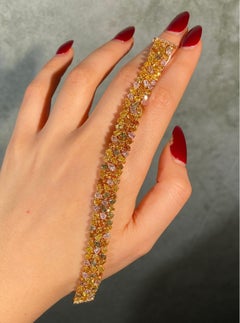 16 Carat Mixed Fancy Color Diamond Three Row Bracelet