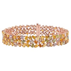 Bracelet à trois rangs de diamants de couleurs variées 16 carats The Row