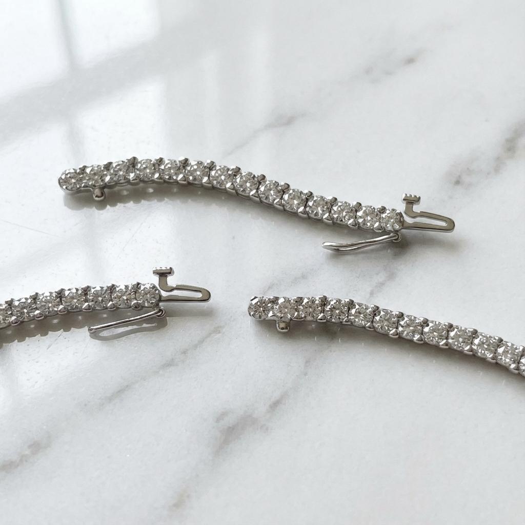 Contemporain Collier Riviera en or blanc 14 carats et diamant naturel 16 carats en vente