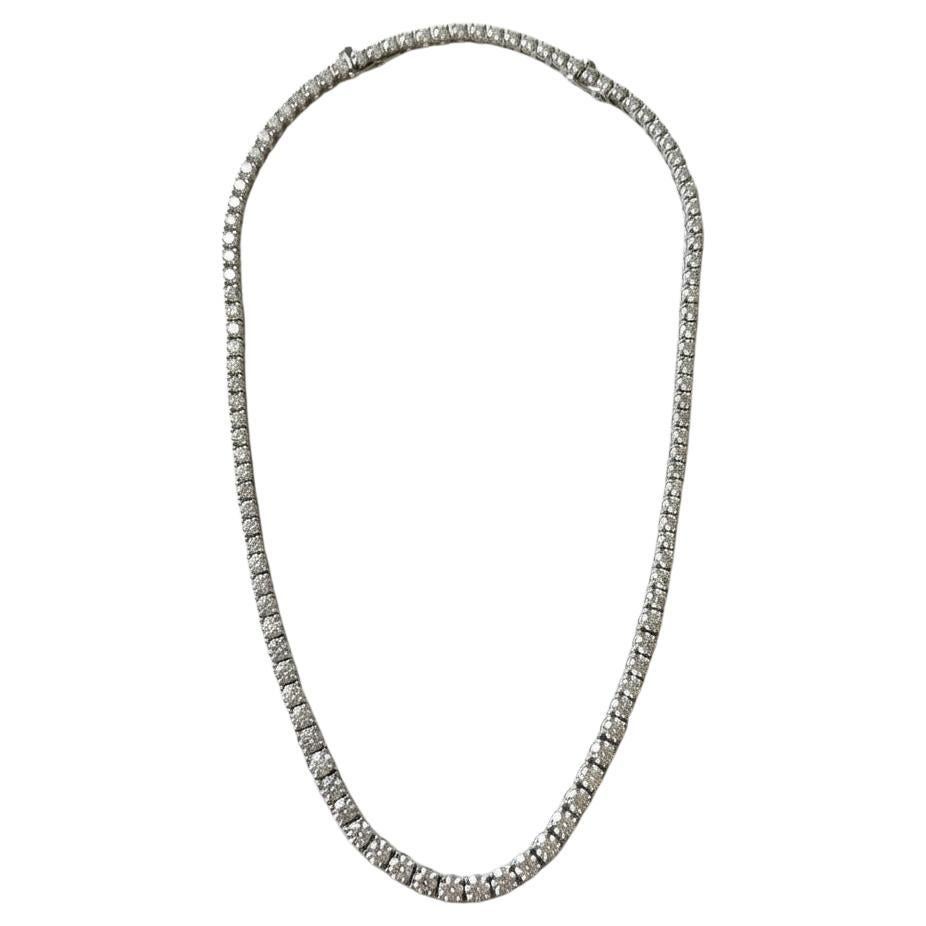 Collana Riviera con diamanti naturali da 16 carati in oro bianco 14k