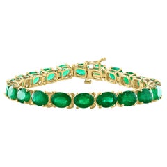 Bracciale tennis con smeraldo naturale da 16 carati in oro giallo 14 carati