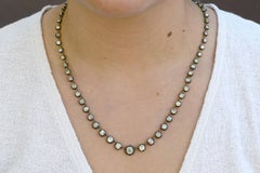 16 Carat Old Mine Cut Diamond Victorian Style Riviere' Necklace