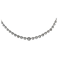 16 Karat Diamant-Halskette im viktorianischen Stil mit altem Minenschliff Riviere