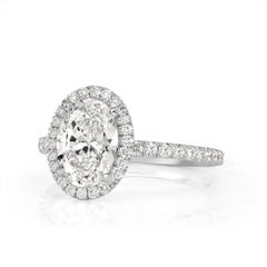 1.6 Carat Oval Diamond Ring Brilliant White 14K White Gold Classic Charm