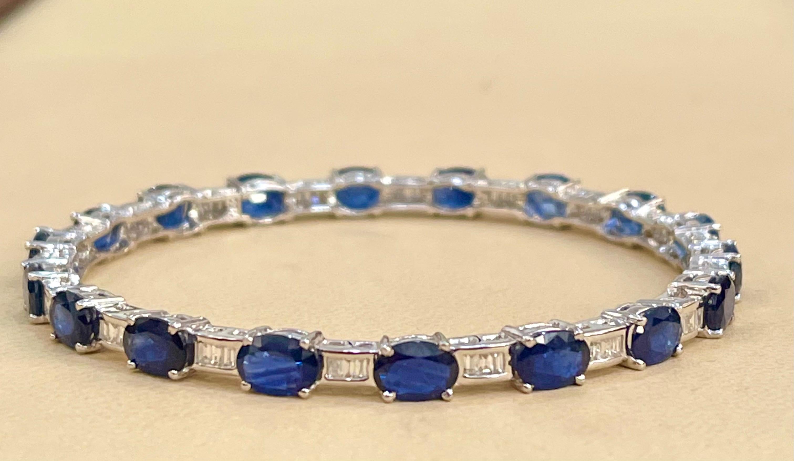 16 Karat Ovaler Saphir & Diamanten 18 Karat Weißgold 19,4 Gramm Armreif 3