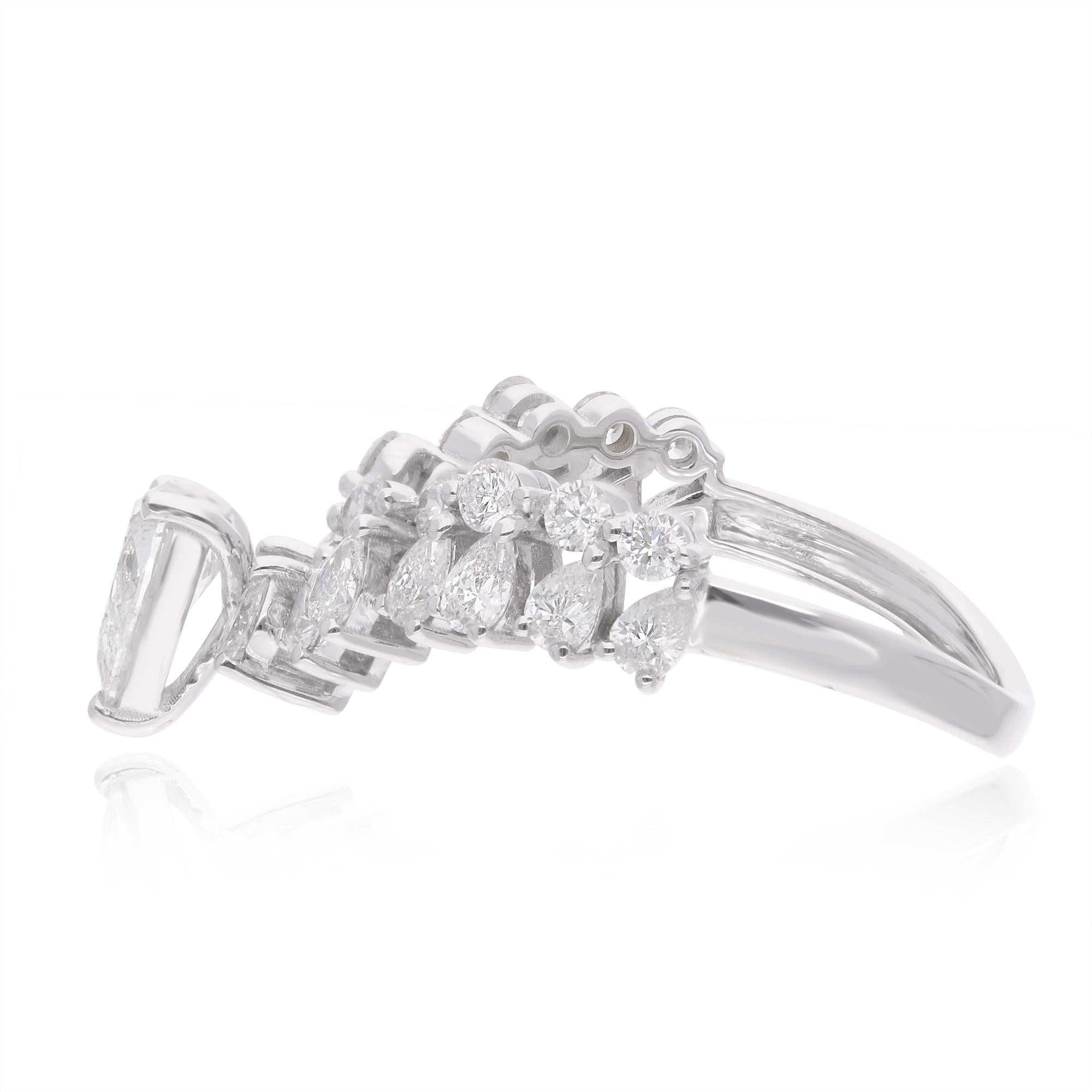 in vendita:  Anello Chevron con pera e diamante rotondo da 1,6 carati in oro bianco 14 carati Gioielli fatti a mano 4