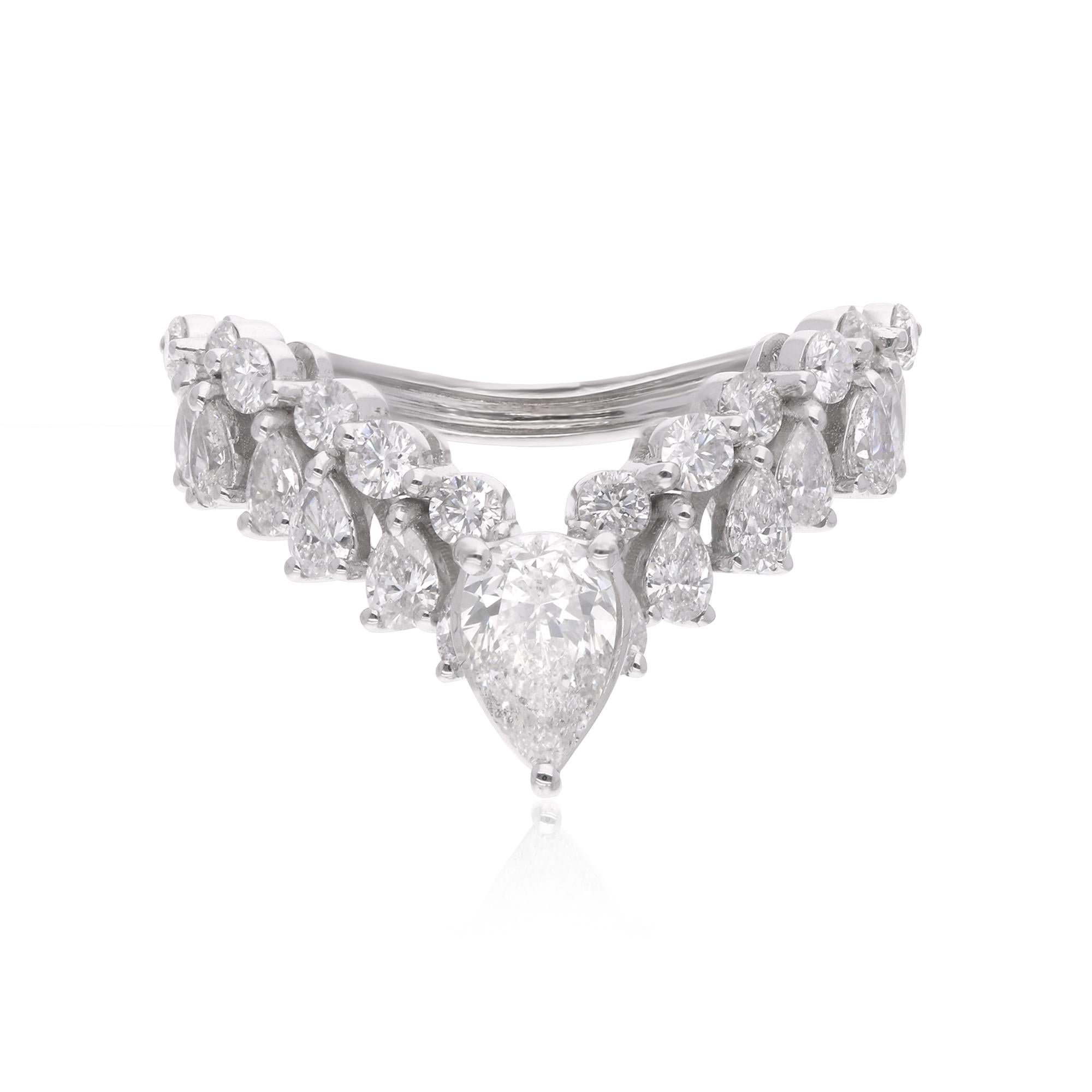 in vendita:  Anello Chevron con pera e diamante rotondo da 1,6 carati in oro bianco 14 carati Gioielli fatti a mano 5