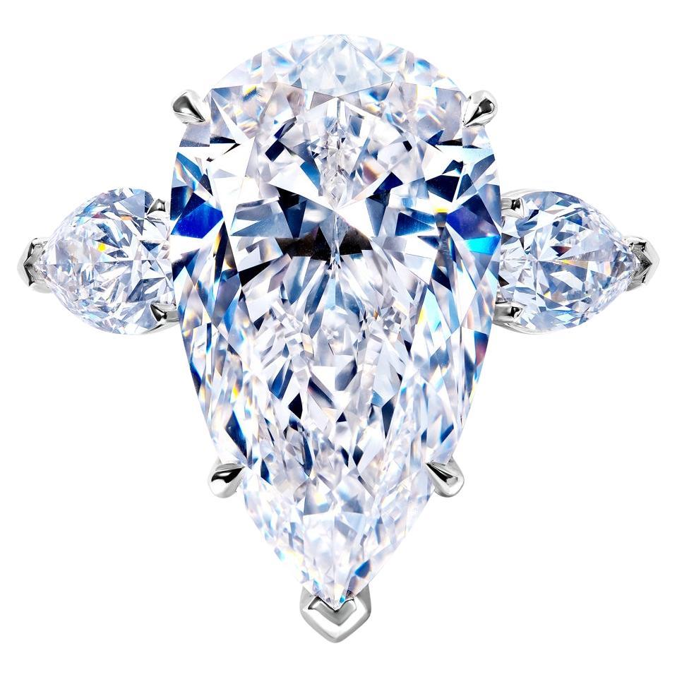 Bague de fiançailles avec diamant en forme de poire de 16 carats certifié GIA, F VVS1