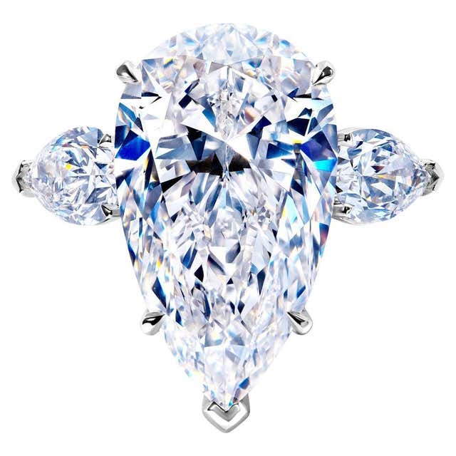 4 Diamond Design 4 Carat Pear Shape Diamond Engagement Ring GIA Certified D VVS1 For ...