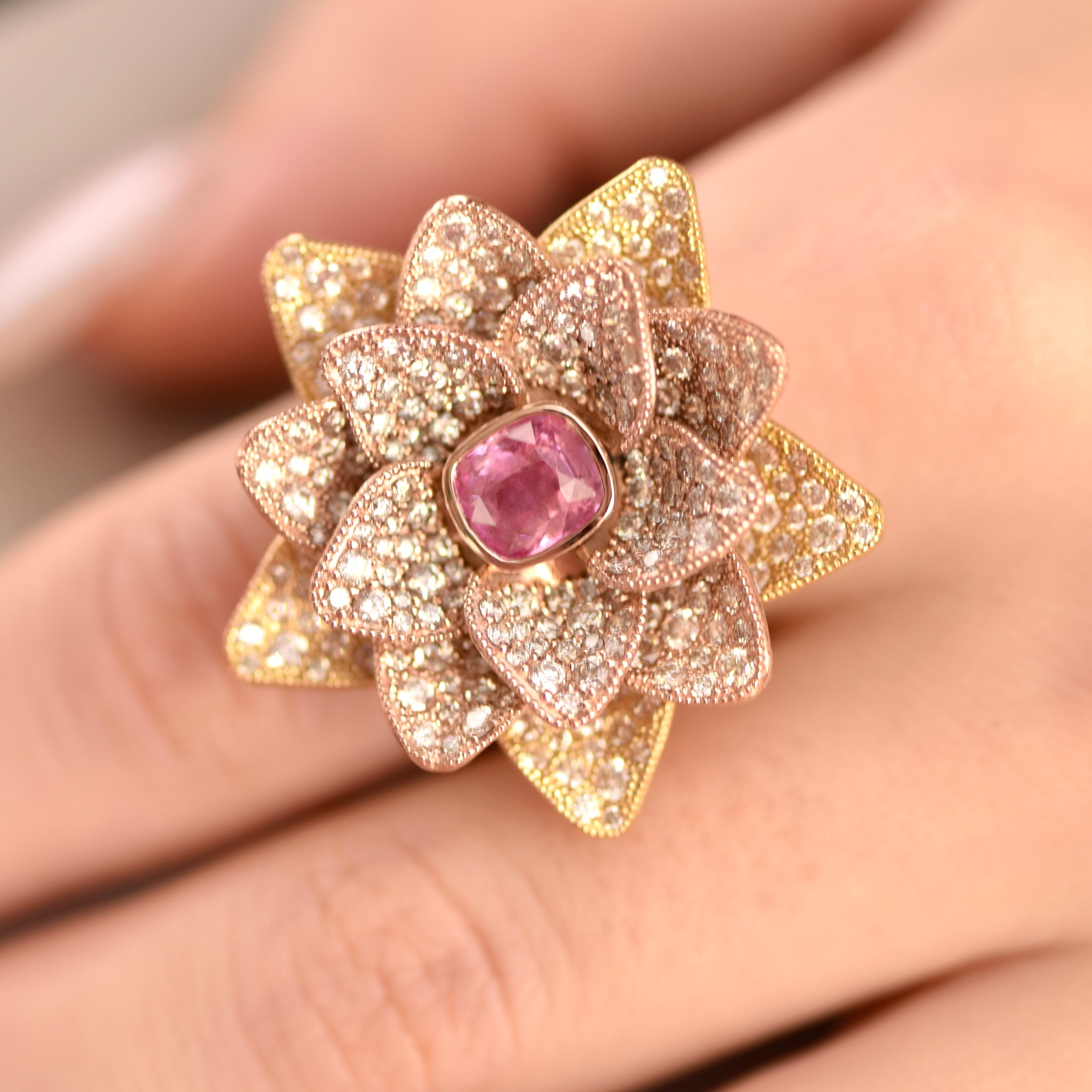 Most Coveted Rarity – the Lotus Collection by D&A 
This collection is desirable as it features the much sought after new wave of rare gems, the Pink Sapphire. The lotus bud, speckled with soft Pink Sapphire, undeniably adds a demure and feminine