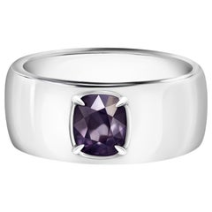 1.6 Carat Purplish Grey Natural Spinel 14 Karat White Gold Ring