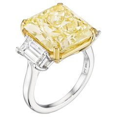 16 Carat Radiant Statement Fancy Yellow  Sunlit Royal Radiance  Diamond Ring