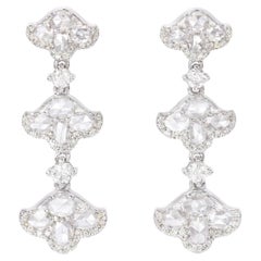 Pendiente de oro de 18 quilates con gotas de tulipán talla rosa de 1,6 quilates