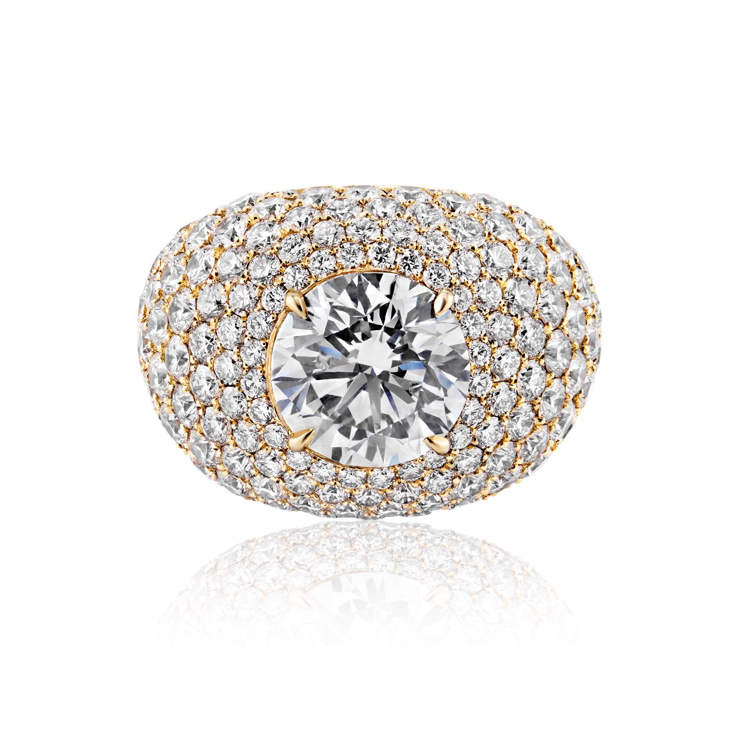  

Men's Chandelier Ring

GIA CERTIFIED
Center Diamond:

Carat Weight: 6.02 Carats
Color : K 
Clarity: VS2
Style:  Round Brilliant Cut 


Ring:
Settings: Pave Diamonds & 4 Petite Claw Prongs
Metal: 18 karat Yellow Gold
Style: Round Brilliant