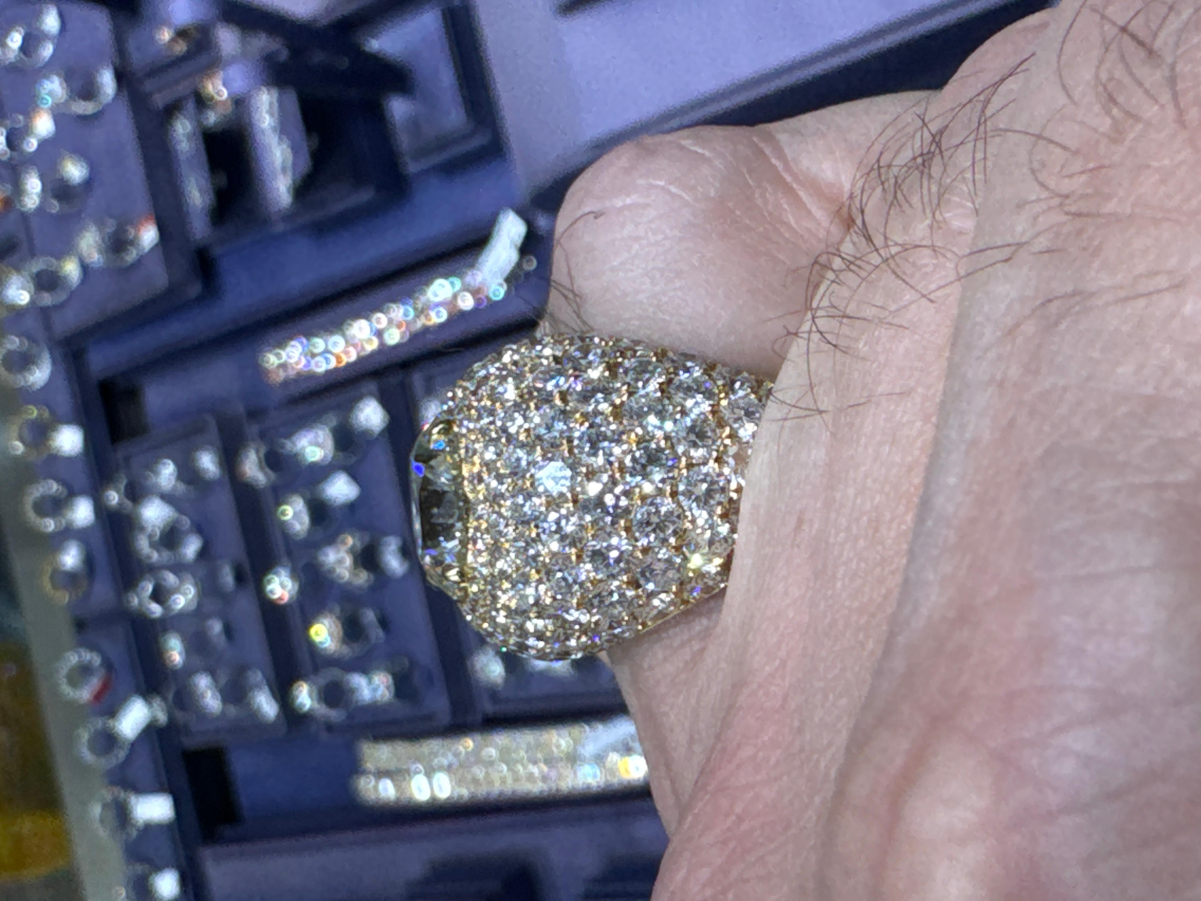 Men's 16 Carat Round Brilliant Diamond Chandelier Engagement Ring GIA Certified K VS2 For Sale