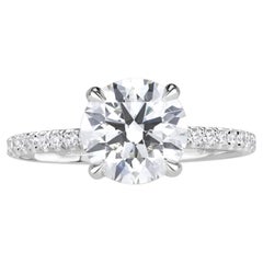 1.6 Carat Round Brilliant Diamond Ring Brilliant White 14K Gold Classic Charm