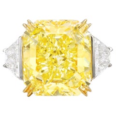 16 Carat Round Brilliant Statement Fancy intense Yellow 14K White Gold