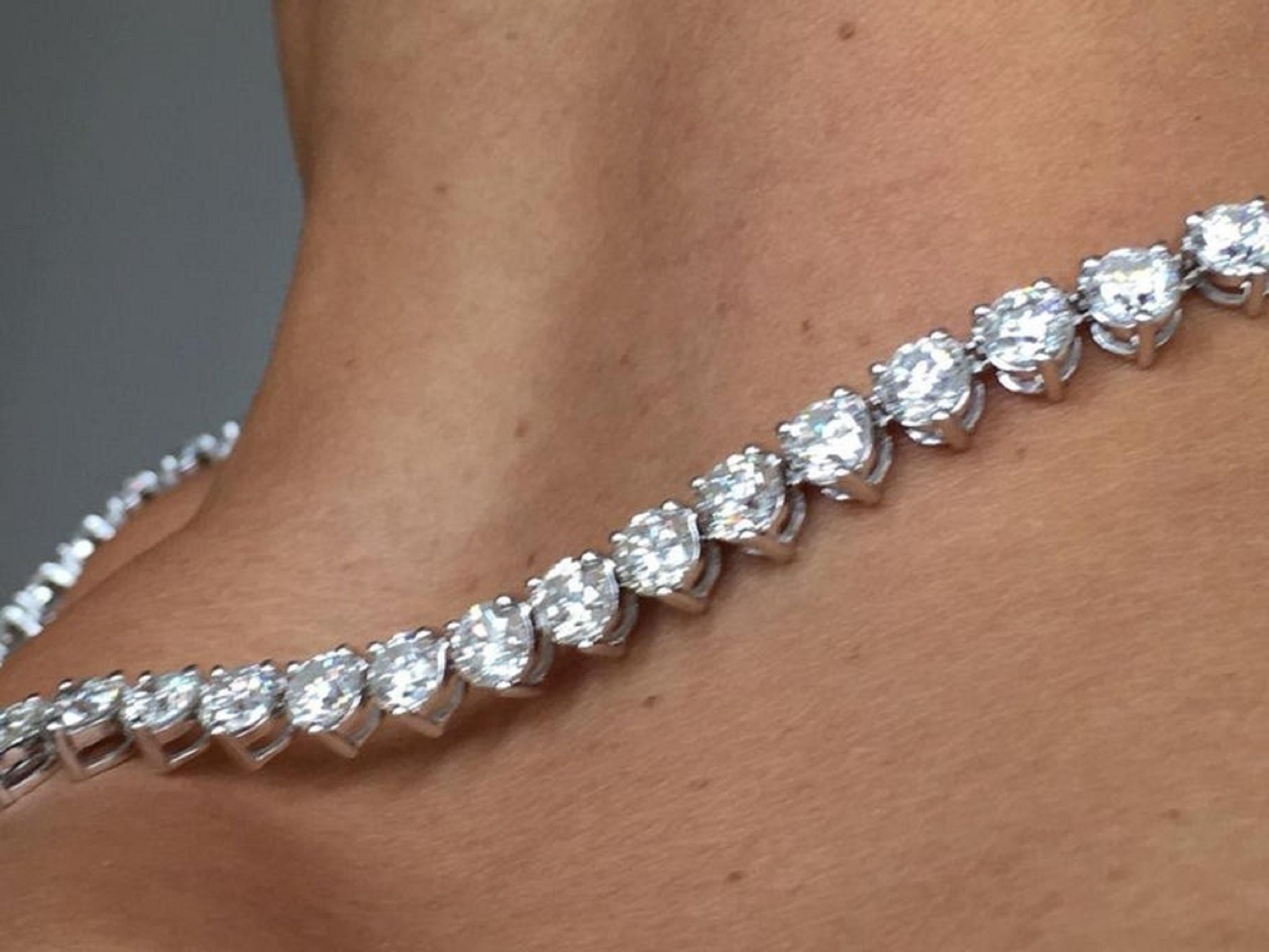 Modern 14.55 Carat Round Cut Riviera Diamond Necklace  For Sale