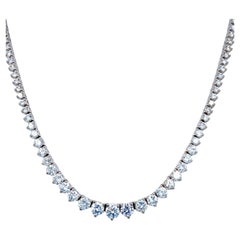 14.55 Carat Round Cut Riviera Diamond Necklace 