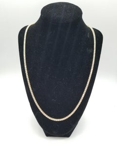 16 Carat Round Diamond 14 Karat Yellow Gold Tennis Necklace 24''