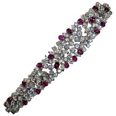 16 Carat Round Marquise Diamond Ruby Bracelet 100% Handmade in Italy