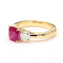 1.6-Carat Ruby & Diamond Ring in 18K Gold with Princess Cut