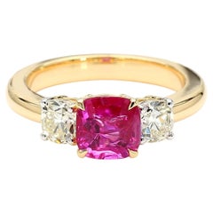 1.6-Carat Ruby & Diamond Ring in 18K Gold with Princess Cut