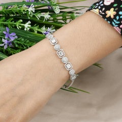 1,6 Carati SI Chiarezza HI Colore Diamante aureola Bracciale A Link Oro Bianco 14k Regalo