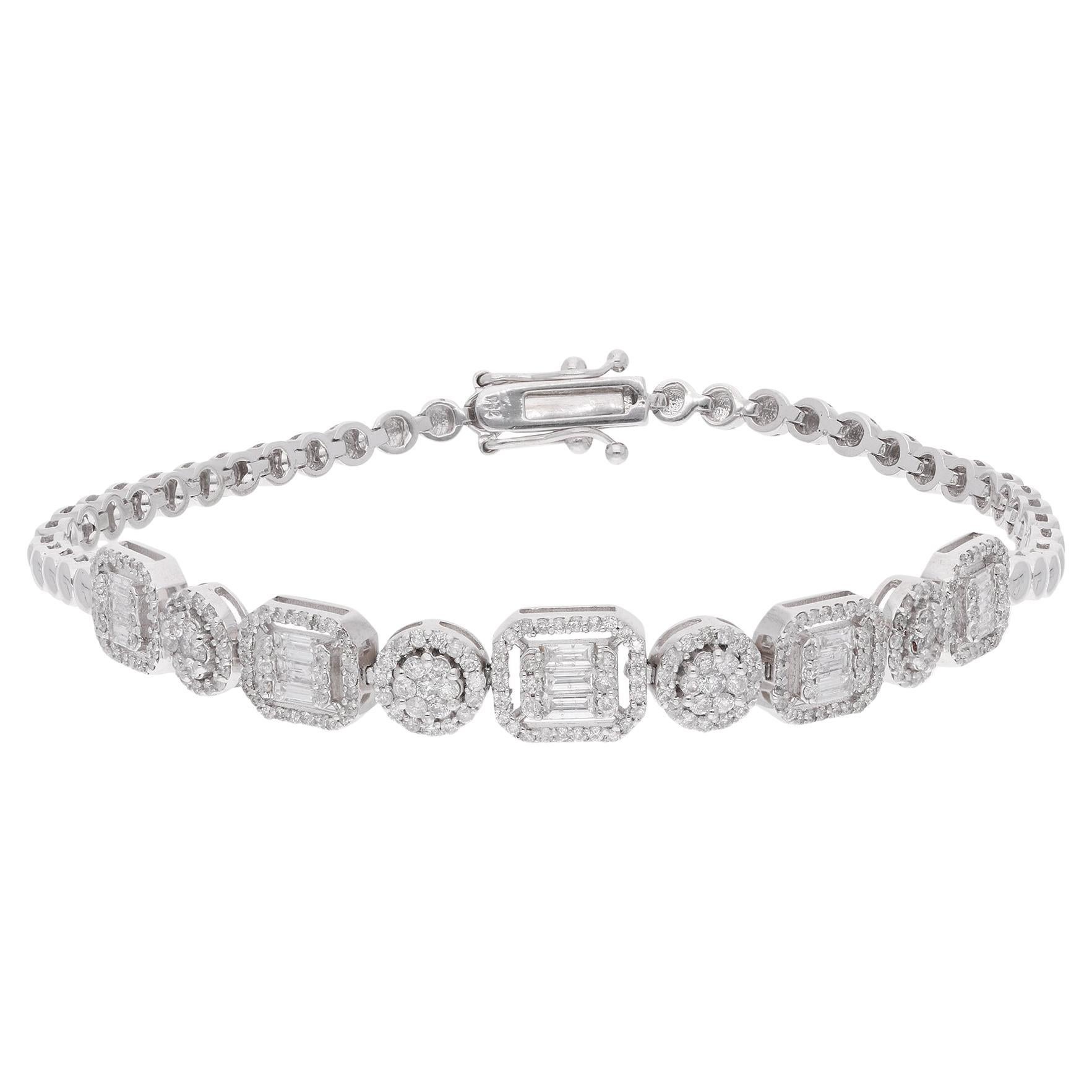 1.6 Carat SI Clarity HI Color Diamond Halo 14k White Gold Link Bracelet Gift