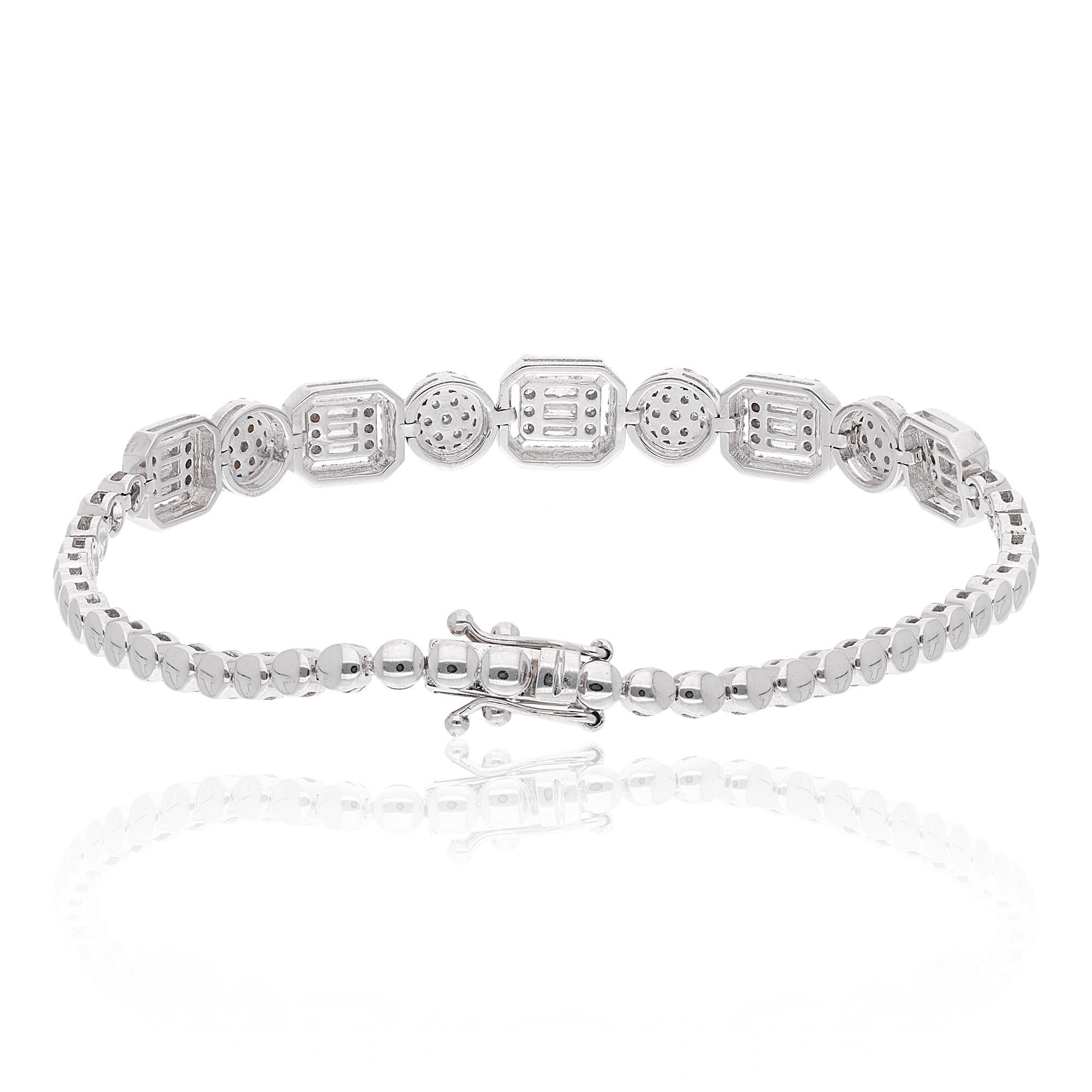 1,6 quilates SI Claridad HI Color Diamante Halo Oro Blanco Pulsera Link Regalo para Ella Corte baguette en venta