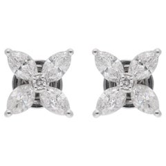 Orecchini a perno con diamante marquise da 1,6 carati SI Clarity HI Color Oro bianco 14 carati