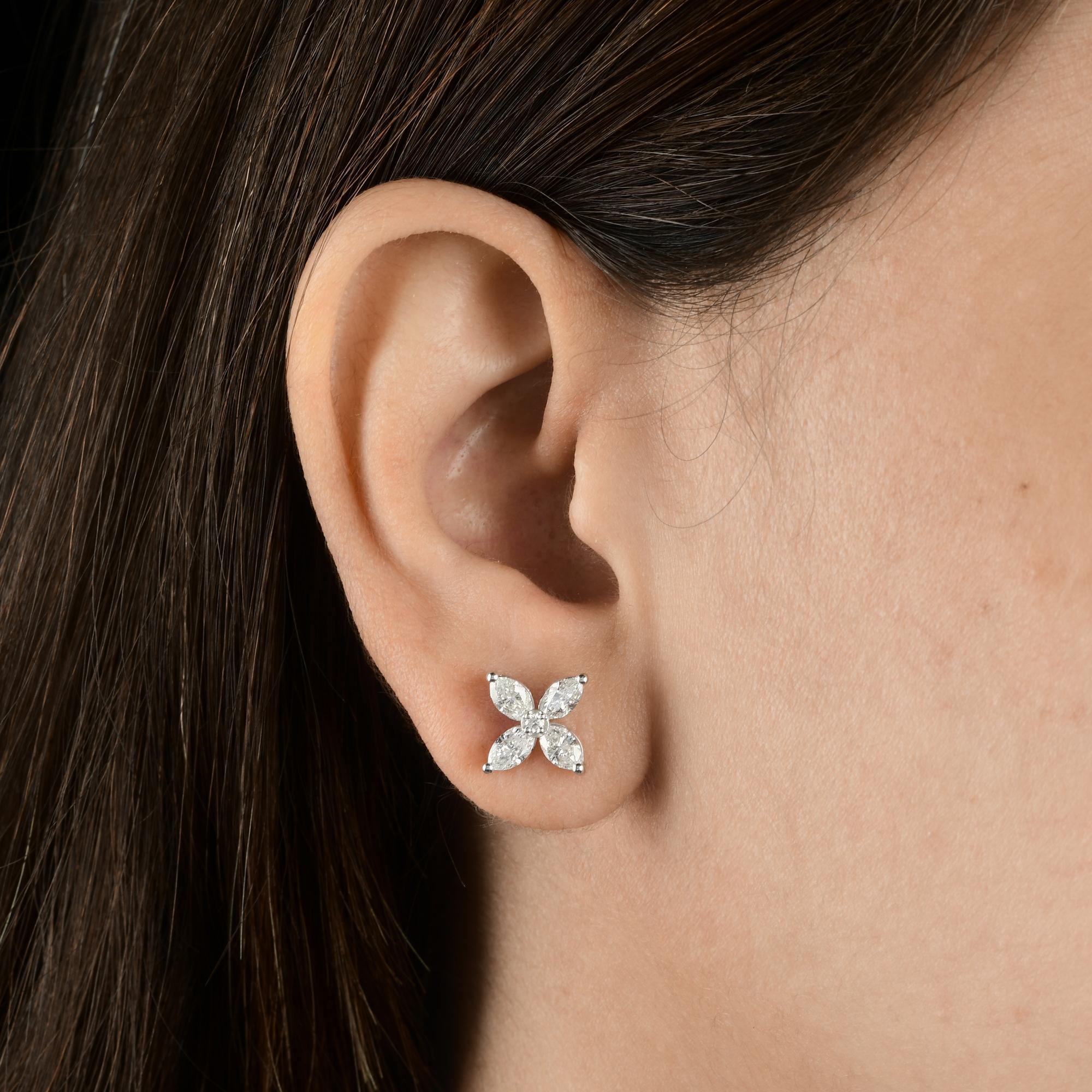 1,6 Karat SI Reinheit HI Farbe Marquise Diamant-Ohrstecker 18 Karat Weißgold (Moderne) im Angebot