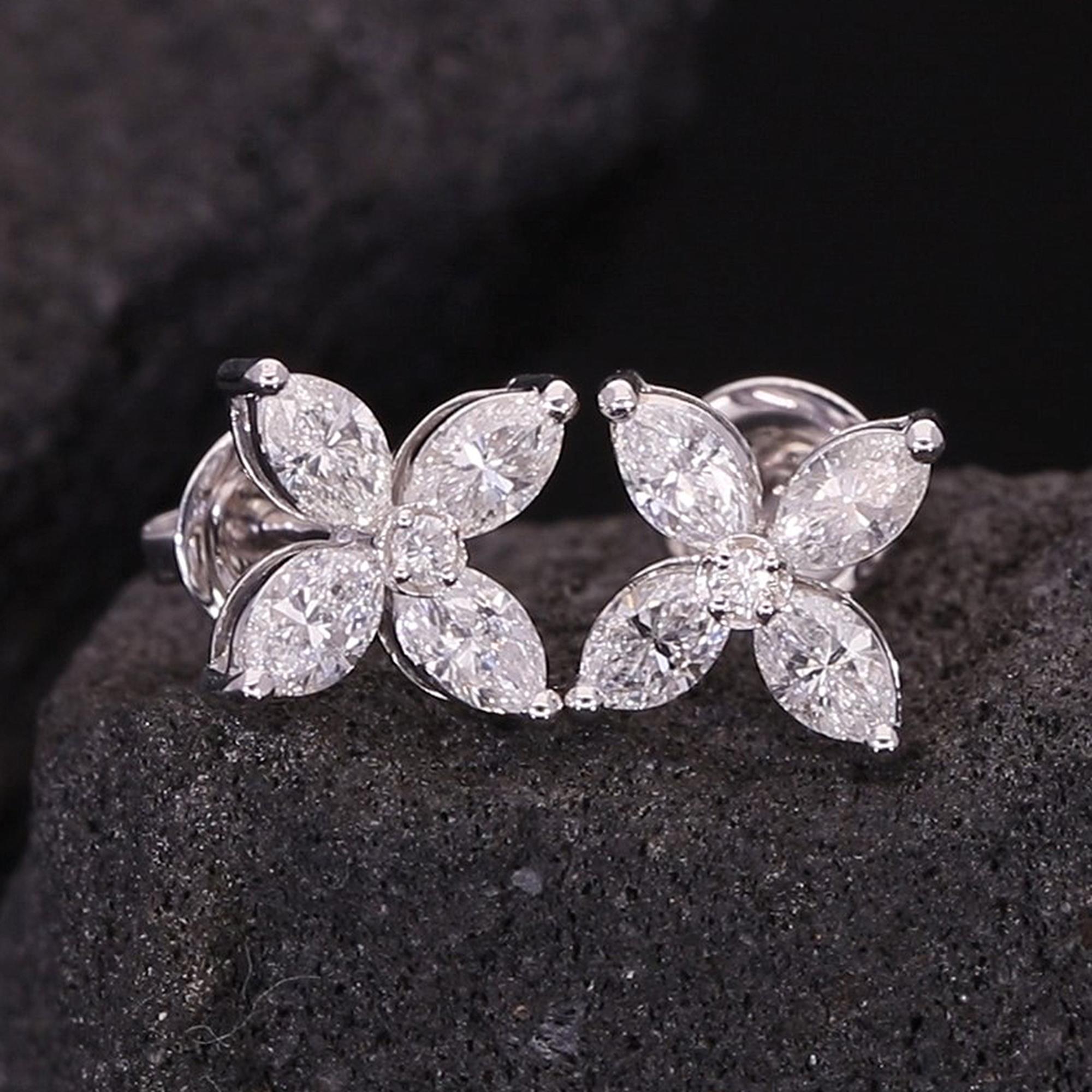 1,6 Karat SI Reinheit HI Farbe Marquise Diamant-Ohrstecker 18 Karat Weißgold (Marquiseschliff) im Angebot