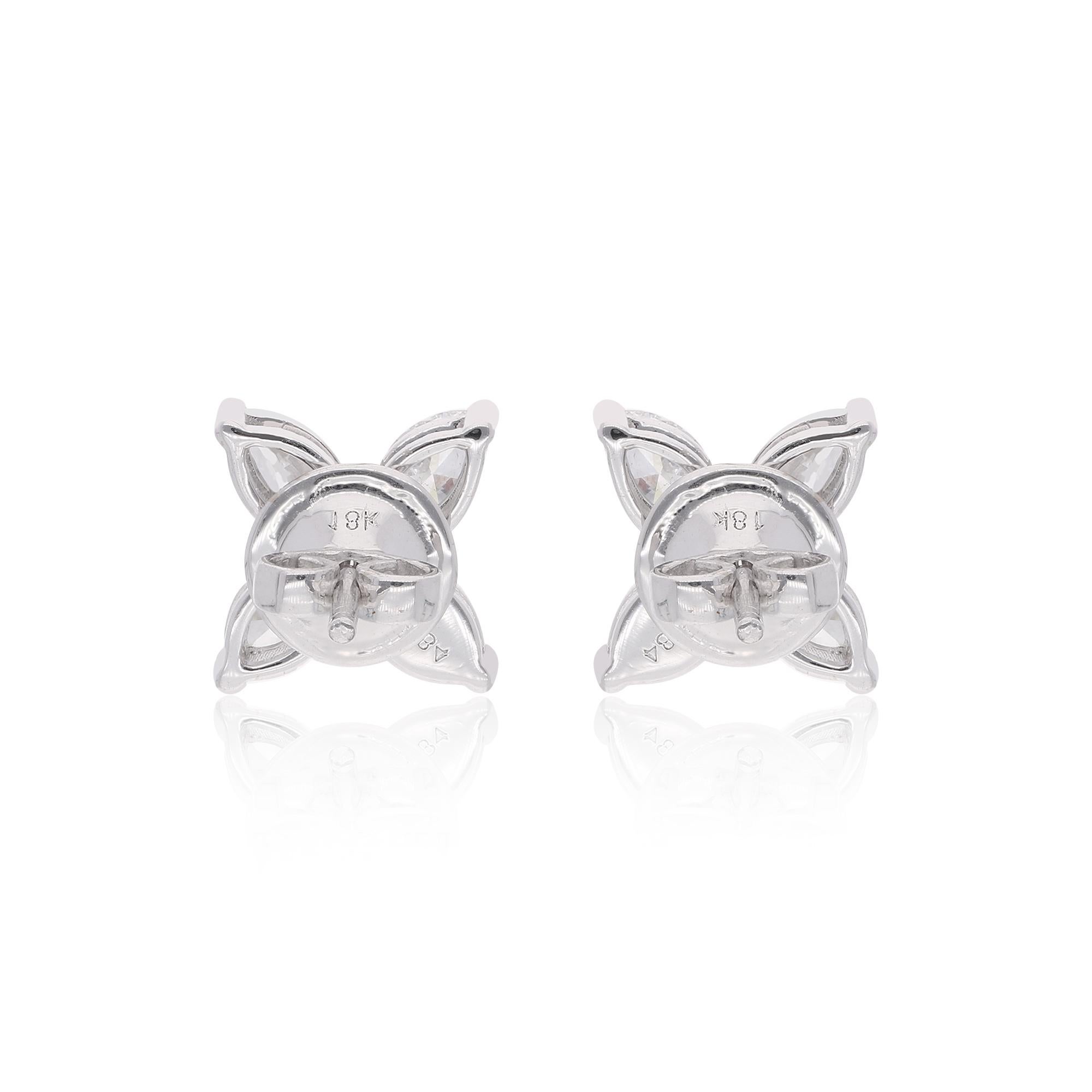 Modern 1.6 Carat SI Clarity HI Color Marquise Diamond Stud Earrings 18 Karat White Gold For Sale