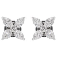 1.6 Carat SI Clarity HI Color Marquise Diamond Stud Earrings 18 Karat White Gold