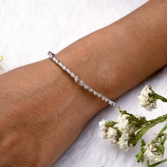 1.6 Carat SI Clarity HI Color Pear Diamond 18 Karat White Gold Cuff Bracelet