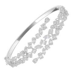 1.6 Carat SI/H Diamond Wrap Cuff Bracelet 18 Karat White Gold Fine Jewelry