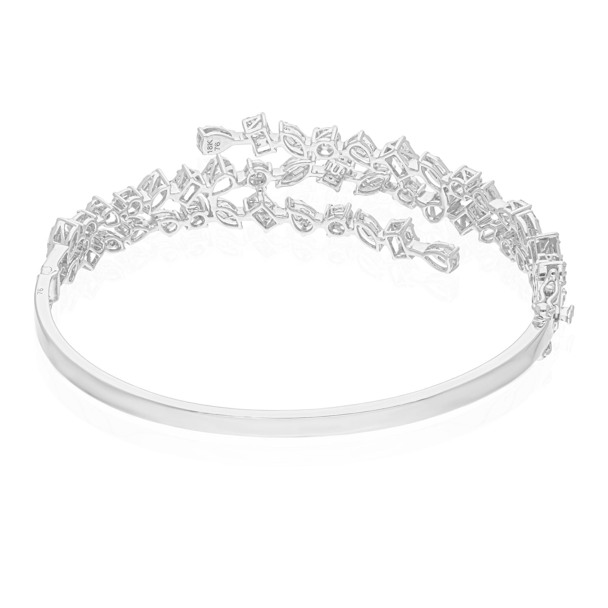 Taglio baguette Bracciale da polso con diamanti da 1,6 carati SI/H Oro bianco 18 carati Gioielli di pregio in vendita