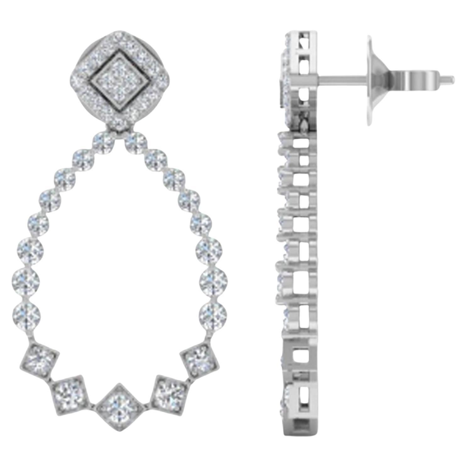 1.6 Carat SI/H Round Brilliant Cut Diamond Earrings 14 Karat White Gold Jewelry