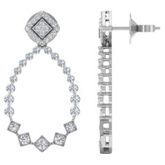 1.6 Carat SI/H Round Brilliant Cut Diamond Earrings 14 Karat White Gold Jewelry